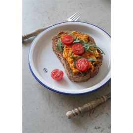 Breakfast plate - enamel look - white - Cabanaz