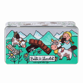 Tin for chocolate - boite a chocolat Alpes - Derriere la porte