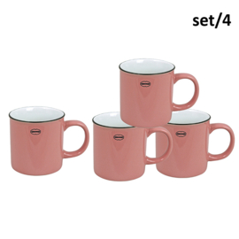 Set van 4 mokken emaille look - roze - Cabanaz