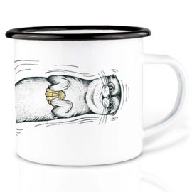 Mok emaille - otter met schelp - Ligarti
