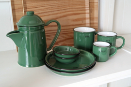 Theepot / koffiepot - emaille look - donkergroen - Cabanaz