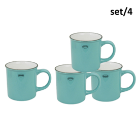 Set van 4 mokken emaille look - blauw - Cabanaz