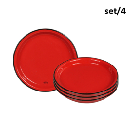 Set van 4 gebaksbordjes - rood - Cabanaz