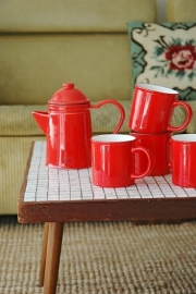 Mok (koffie/thee) emaille look - rood - Cabanaz