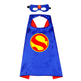 Jobber- Cape - Masker - Superman - Blauw - Superheld - Verkleedset