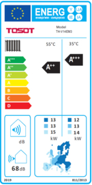 TOSOT BY GREE Versati IV 14 kW, 400V, R32 Monoblock lucht-water warmtepomp. meldcode K22521