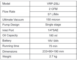 VRP-2SLi draadloze 1 traps vacuumpomp