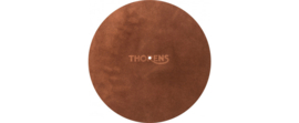 Thorens platenspelermat bruin leer met logo