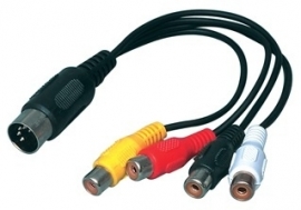 Verloopkabeltje 4x contra tulp naar 5-p. DIN stekker lengte 20 cm. = Valueline Cable-302