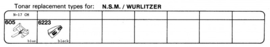 NSM/Wurlitzer pick-upnaaldenoverzicht Tonar