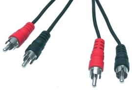 Aansluitkabeltje 2x stekker tulp - 2x stekker tulp 1,50 m. = Valueline Cable-452