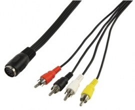 Verloopkabeltje 5-p. Din contra naar 4x tulp lengte 20 cm. = Valueline Cable-304