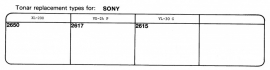 Sony pick-upelementenoverzicht Tonar