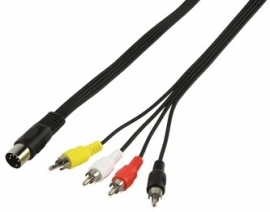 Aansluitkabel 5-p. DIN stekker - 4x stekker tulp 1,20 m. = Valueline Cable-306