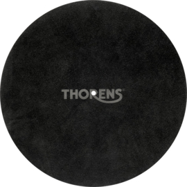 Thorens platenspelermat zwart leer met logo