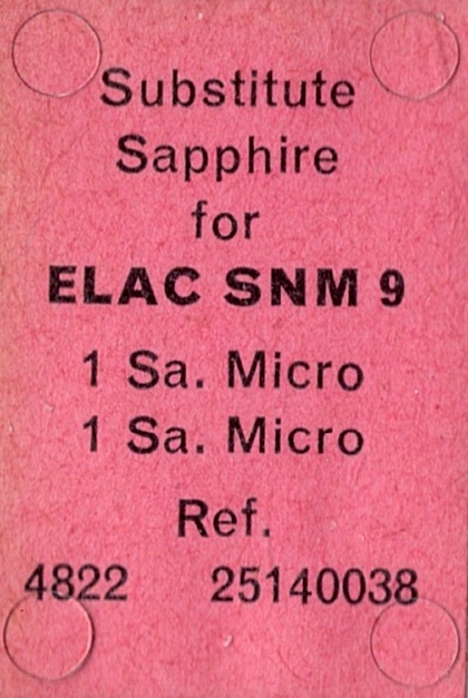 Elac SNM-9 pick-upnaald