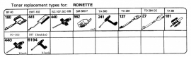 Ronette pick-upnaaldenoverzicht Tonar