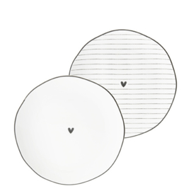 Side Plate Tapas Bordje | Heart | 13 cm | Wit/Zwart | Bastion Collections