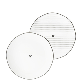 Side Plate Tapas Bordje |  Heart & Stripes | 13 cm | Wit/Zwart | Bastion Collections