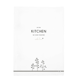 Theedoek | Kitchen & Flowers | Wit/Zwart | Bastion Collections