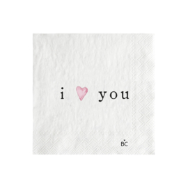 Servetten I Love You | Small | 20 pcs 12,5 x 12,5 cm | Rose | Bastion Collections 