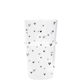 Cafe Latte Glazen | Set 2 | Hearts & Lots of Love | Zwart | Bastion Collections