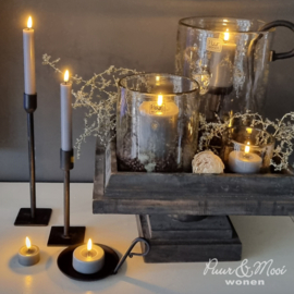 LED Dinner Candle set 2 stuks | Zwart | Ø:2,2 x 15 cm | Deluxe Homeart