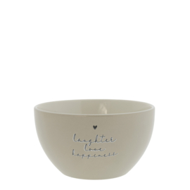 Kom | Laughter love Happiness | Ø:13 cm | Titane/Zwart | Bastion Collections