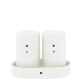 Salt & Peper Set 3 Natural Shape | Wit/Zwart | Bastion Collections
