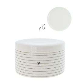 Ceramic Box White Stripes | Set 2 stuks Ø: 10 & 12 cm | Wit/Zwart | Bastion Collections