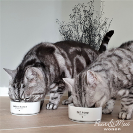 Voerbakje Kat | CAT Food  | Wit/Zwart | Bastion Collections