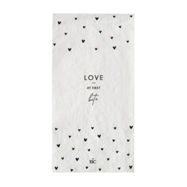 Servetten Hearts 'Love' | X Large 16 pcs 10 x 20 cm | Wit/Zwart | Bastion Collections