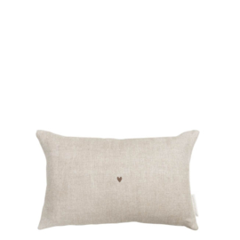 Kussen Little Heart Brown 100% Linnen | 30x50 cm | Dark Naturel | Bastion Collections