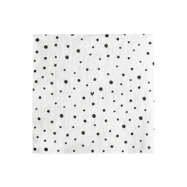 Servetten Dots 'Smile' | Small | 20 stuks | Wit/Zwart | Bastion Collections 