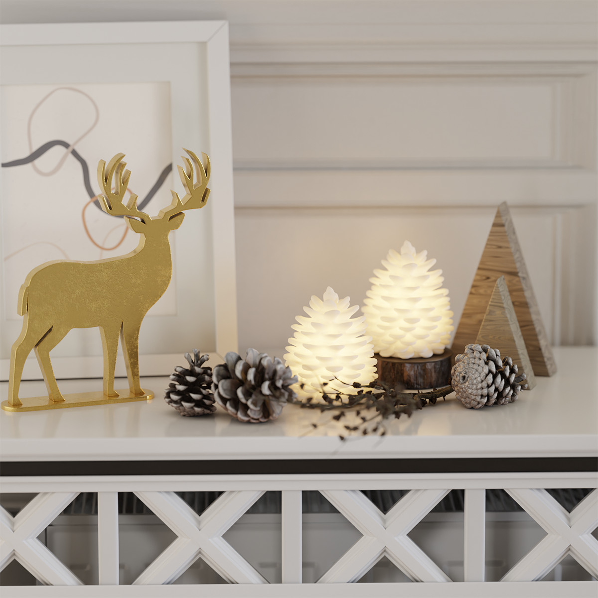 LED Dennenappels Set 2 stuks | Wit | 10 cm | Deluxe Homeart
