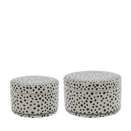 Ceramic Box Confetti | Set 2 stuks Ø: 10 & 12 cm | Titane/Zwart | Bastion Collections