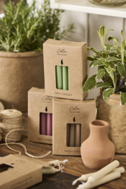 Korte Smalle Linen Stearine Kaarsjes | Doosje 12 stuks  | Ø:1,3 cm | ECO-Label