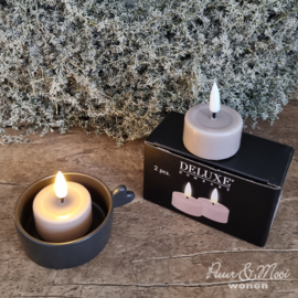 LED Waxinelichtjes Real Flame | Dusty Rose | 2 stuks | Ø:4 x 4,5 cm | Deluxe Homeart