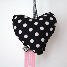 Liek & Zo Roze/Zwart gestipt Hart 12 cm