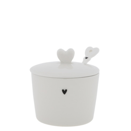 Suikerpot Heart & Lepeltje | Wit/Zwart | Bastion Collections