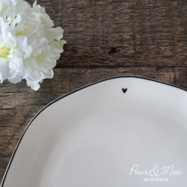 Breakfast Plate | Little Heart | Wit/Zwart | 23 cm | Bastion Collections