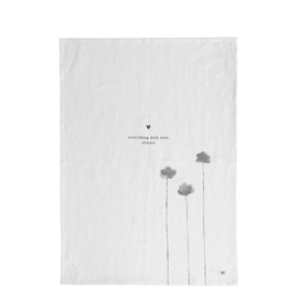 Theedoek Poppy | Everything with love | Wit/Zwart | Bastion Collections