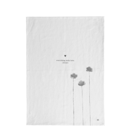 Theedoek Katoen/Linnen Poppy | Everything with love | Wit/Zwart | Bastion Collections