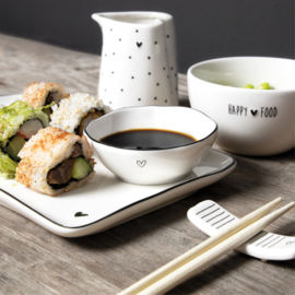 Sushi Plate | Little Heart ♥ | 22 cm | Wit/Zwart | Bastion Collections