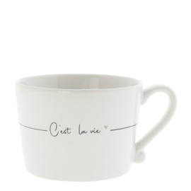 Mok Large | C'est la vie ♥ | Wit/Zwart | Bastion Collections