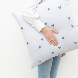 Kussenhoes All Hearts 100% Linnen | 60x60 cm | Blue | Bastion Collections