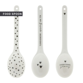 Food Spoon | Hearts | 16 cm | Wit/Zwart | Bastion Collections