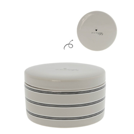 Ceramic Box Stripes | Set 2 stuks Ø: 10 & 12 cm | Titane/Zwart | Bastion Collections