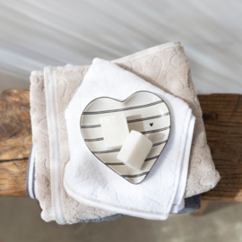 Spoon Holder Heart Plate | Stripes | 13x13 cm | Titane/Zwart | Bastion Collections