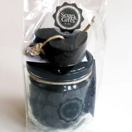 Soap & Giftset | Black | Pot minizeepjes & Zeephanger Hart 